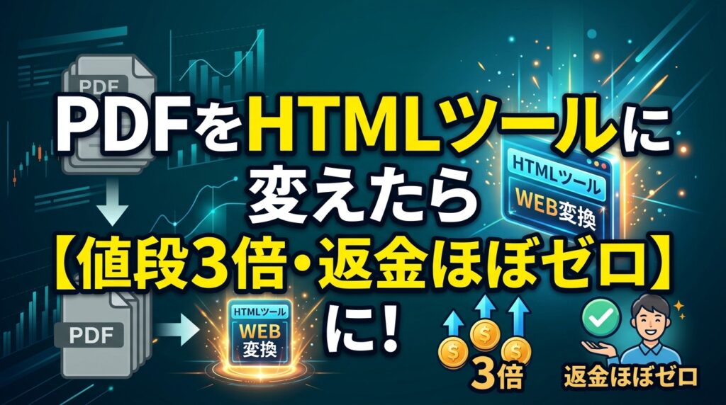 PDFをHTML化し価格3倍返金ほぼゼロ