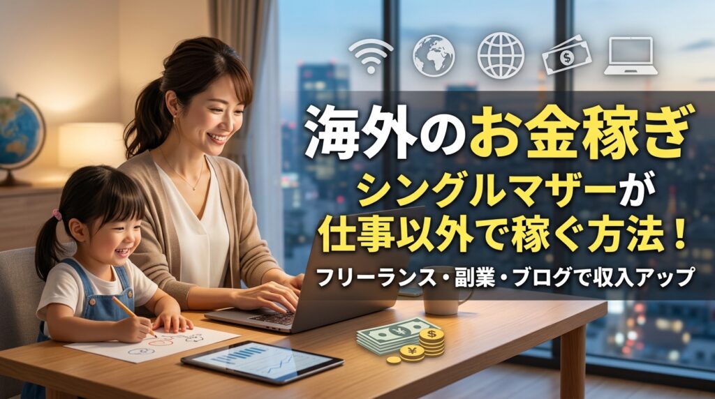在宅副業で稼ぐシングルマザーと子供