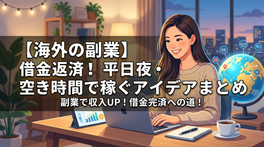海外副業で借金返済を目指す女性の姿