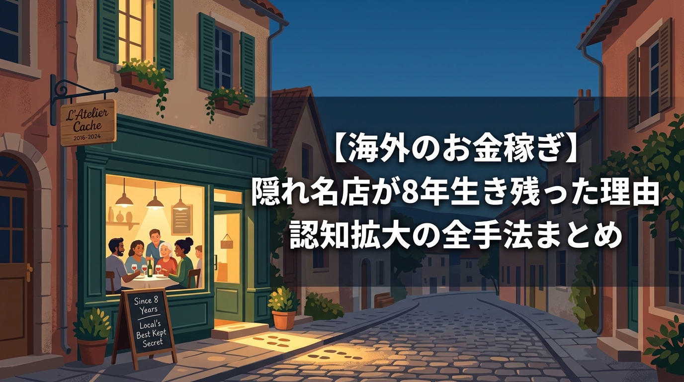 欧州の街角にある隠れ名店のイラスト
