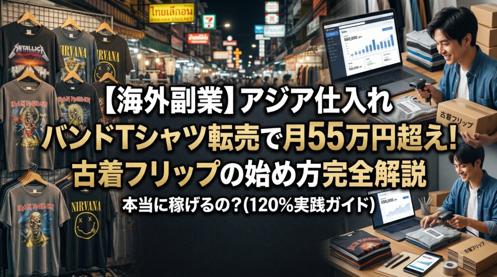 海外副業アジア仕入れバンドTシャツ転売