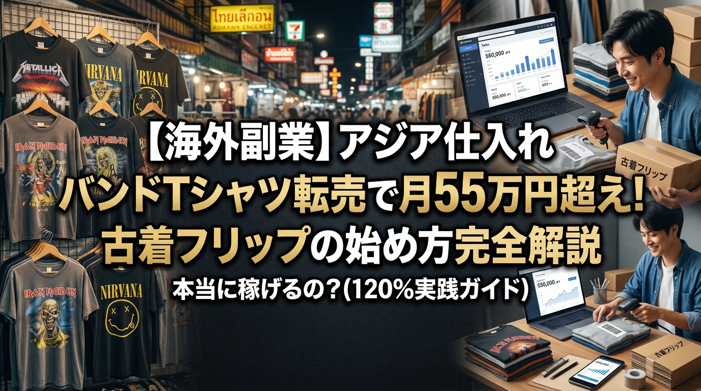 海外副業アジア仕入れバンドTシャツ転売