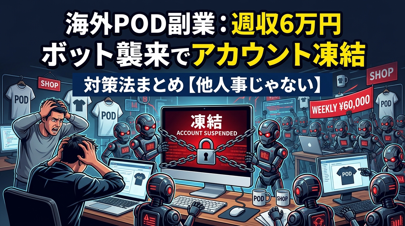 海外POD副業アカウント凍結ボット対策