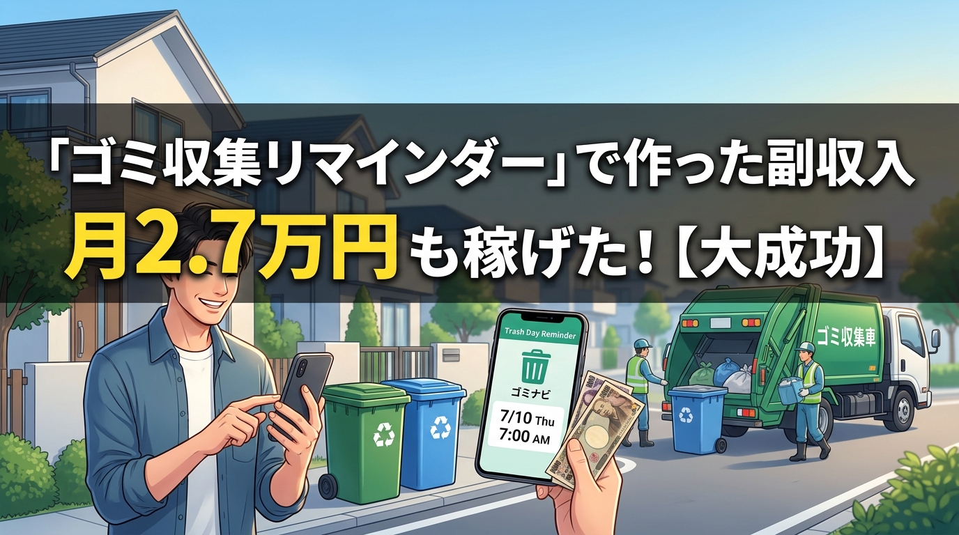ゴミ収集リマインダーで月2.7万円稼ぐ
