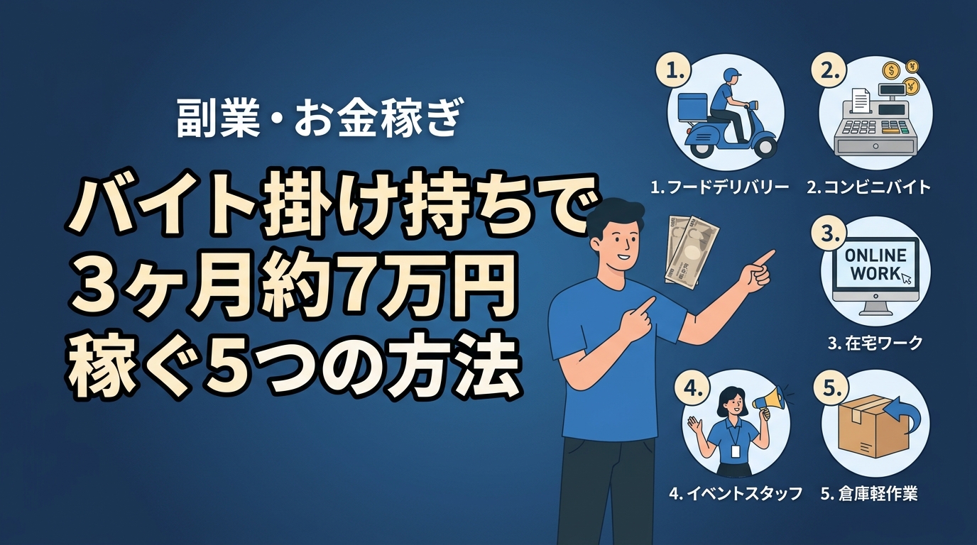 バイト掛け持ちで7万円稼ぐ5つの方法