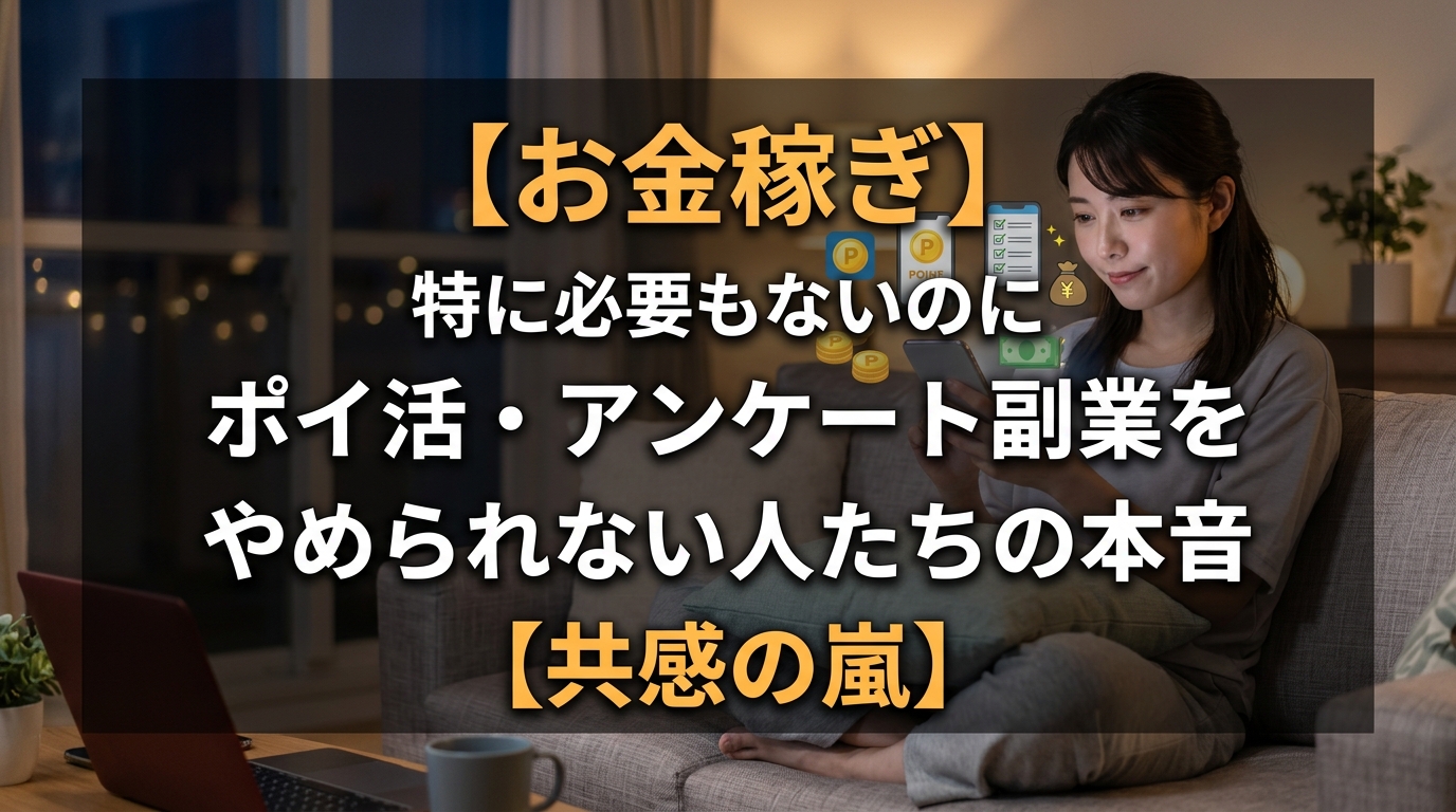 スマホでポイ活やアンケート副業をする女性