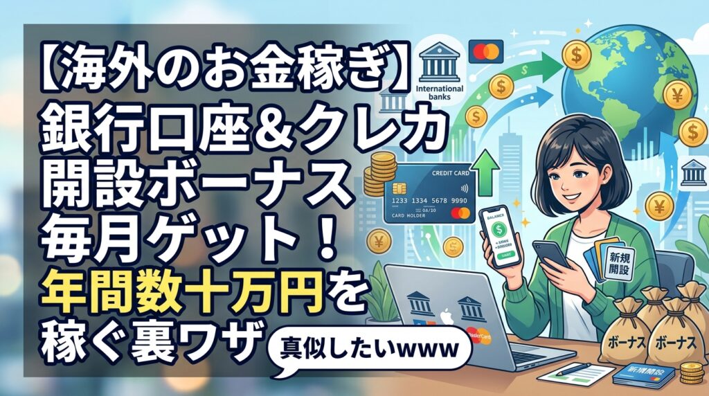 海外口座とクレカ開設ボーナスで稼ぐ方法