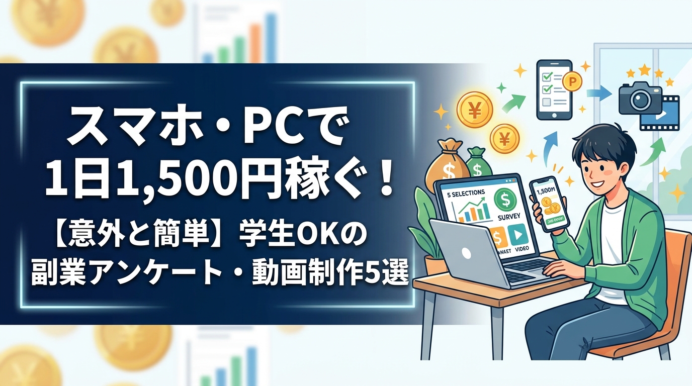 1日1500円稼ぐ学生スマホPC副業5選