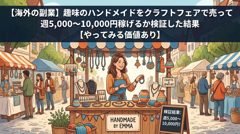 海外副業でハンドメイド品を販売する様子