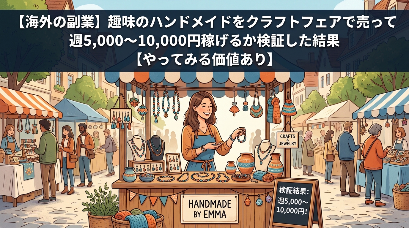 海外副業でハンドメイド品を販売する様子