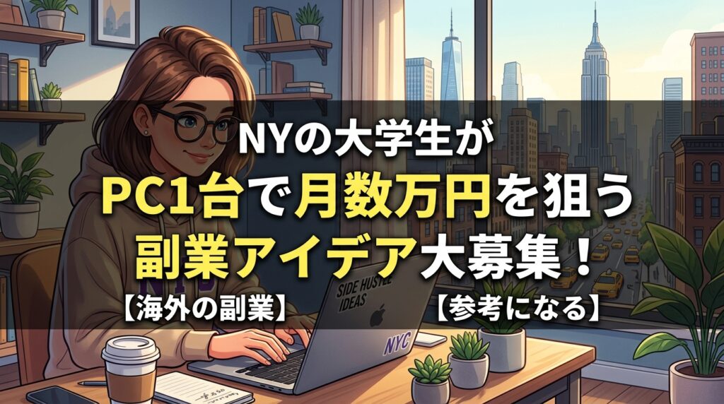 NY大学生PC1台で稼ぐ副業アイデア募集