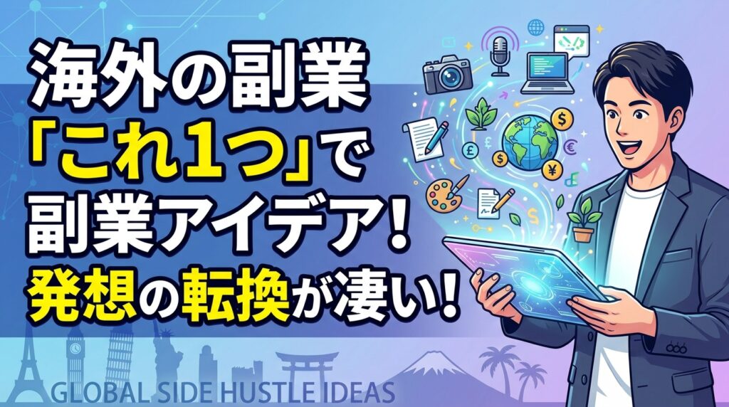 海外の副業アイデアを解説するイラスト
