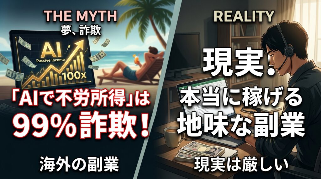 AI副業の理想と現実の比較